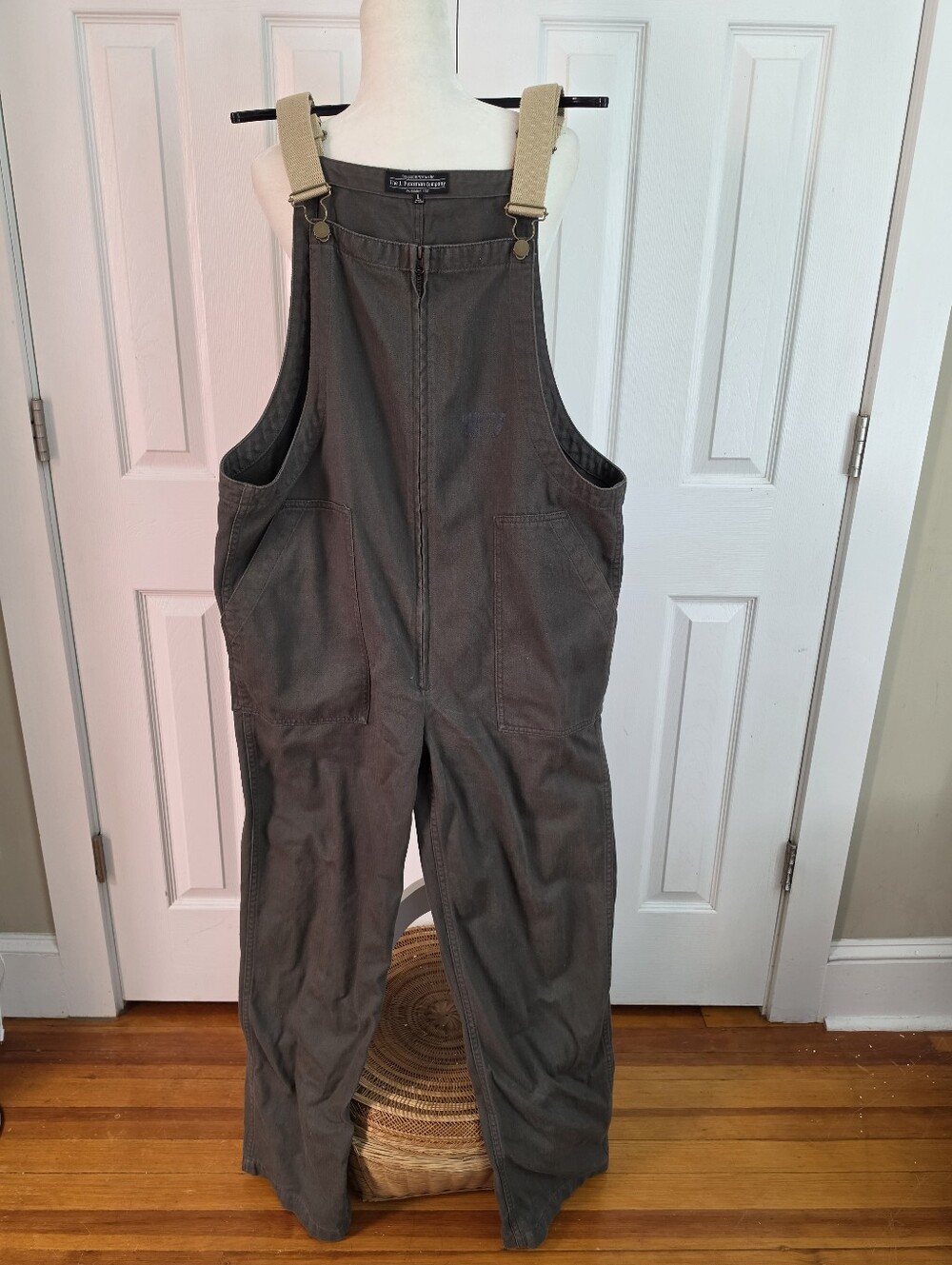 J. Peterman Men's Brown Canvas Work Overalls - Durable Utility Dungarees